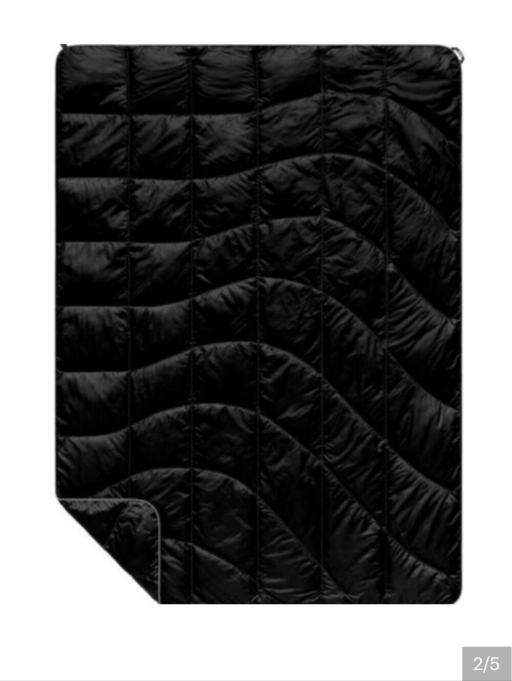 Rumpl Nanoloft Black Quilted Puffer Blanket with FEVO Patch